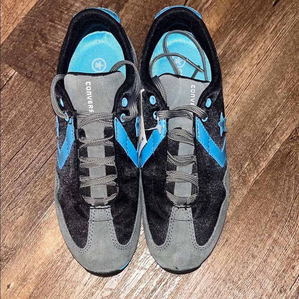 Converse Black and Gray Sneakers with Blue Accents